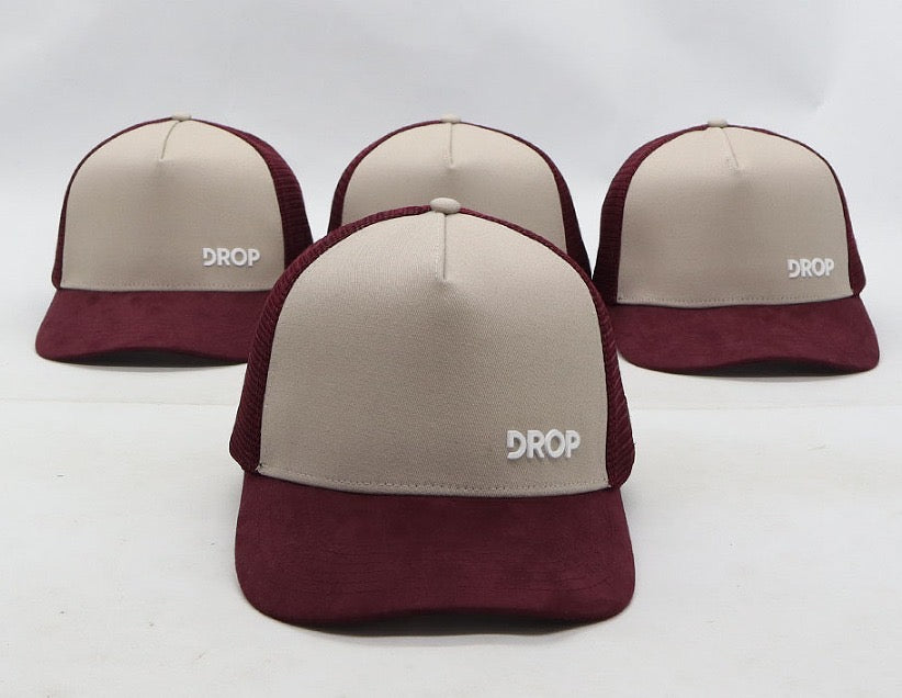 Trucker Cap Wine and Beige Suede Cap