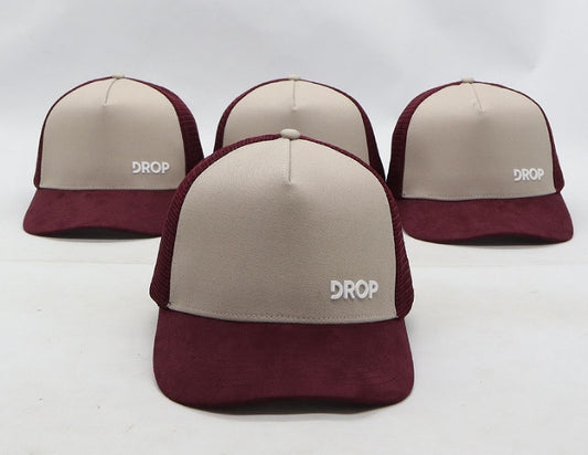 Trucker Cap Wine and Beige Suede Cap