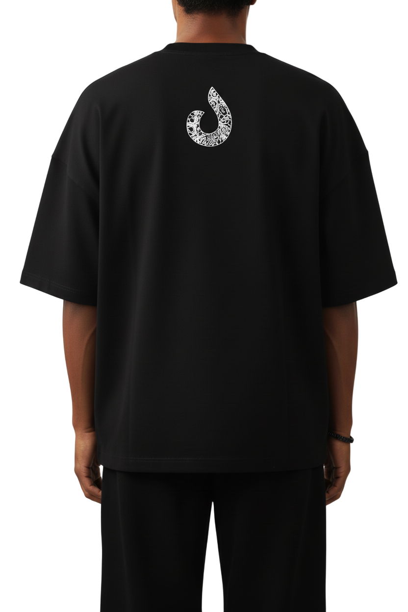 Abstract Black Oversized Tee