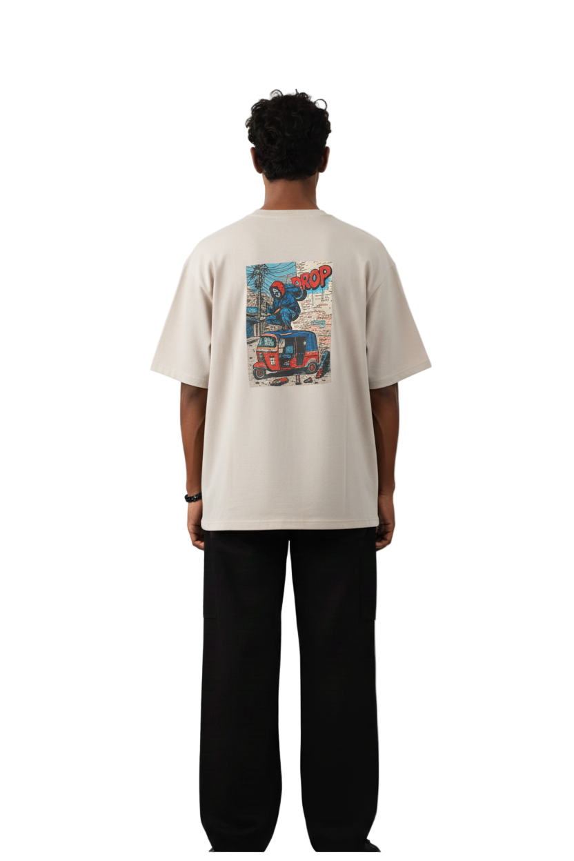 Graffiti Beige Oversized Tee