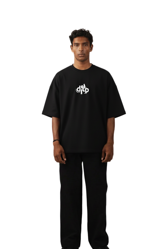 Abstract Black Oversized Tee