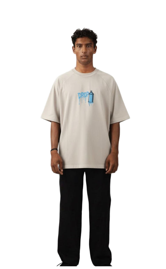 Graffiti Beige Oversized Tee